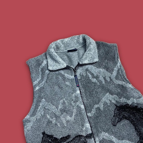 Vintage Horse Sherpa Fleece Gilet - Picture 2 of 4